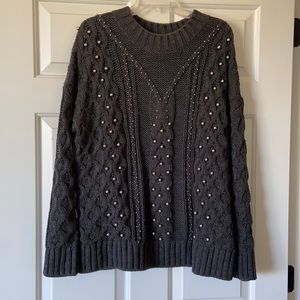 H&M Silver Beaded Cable Sweater